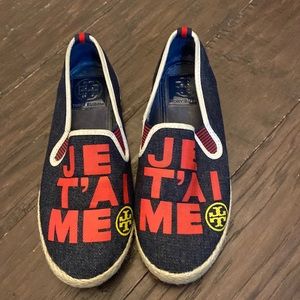 Tory Burch flat espadrilles. Size 6. Worn once.